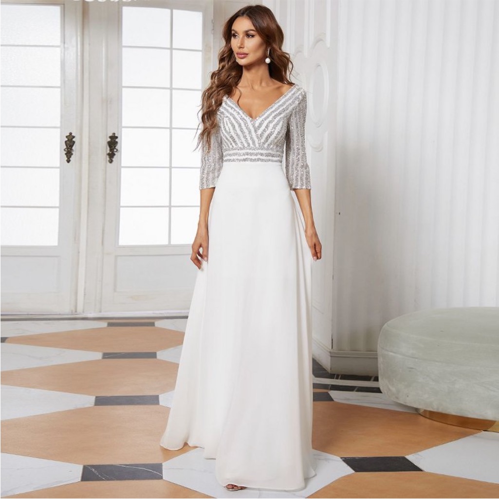 Ever-Pretty Plus Sequin V Neck Chiffon Prom Evening Dress